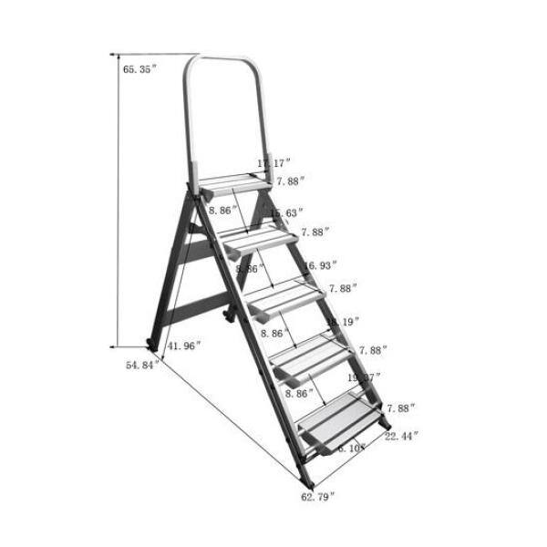 XTEND+CLIMB 5-Step Ultra Duty Aluminum Folding Stool with Handrail with 375 lbs. Load Capacity Type IAA Duty Rating WT5