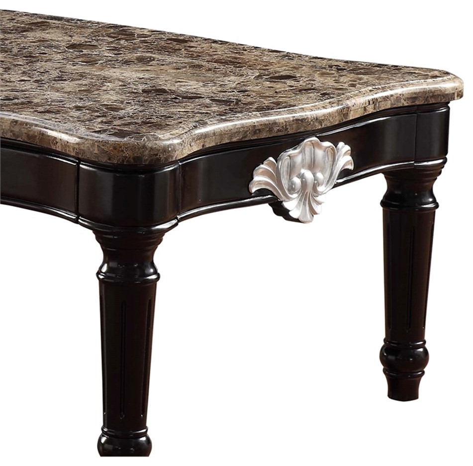 ACME Ernestine Marble Top Coffee Table with Carved in Black   Traditional   Coffee Tables   by Homesquare  Houzz