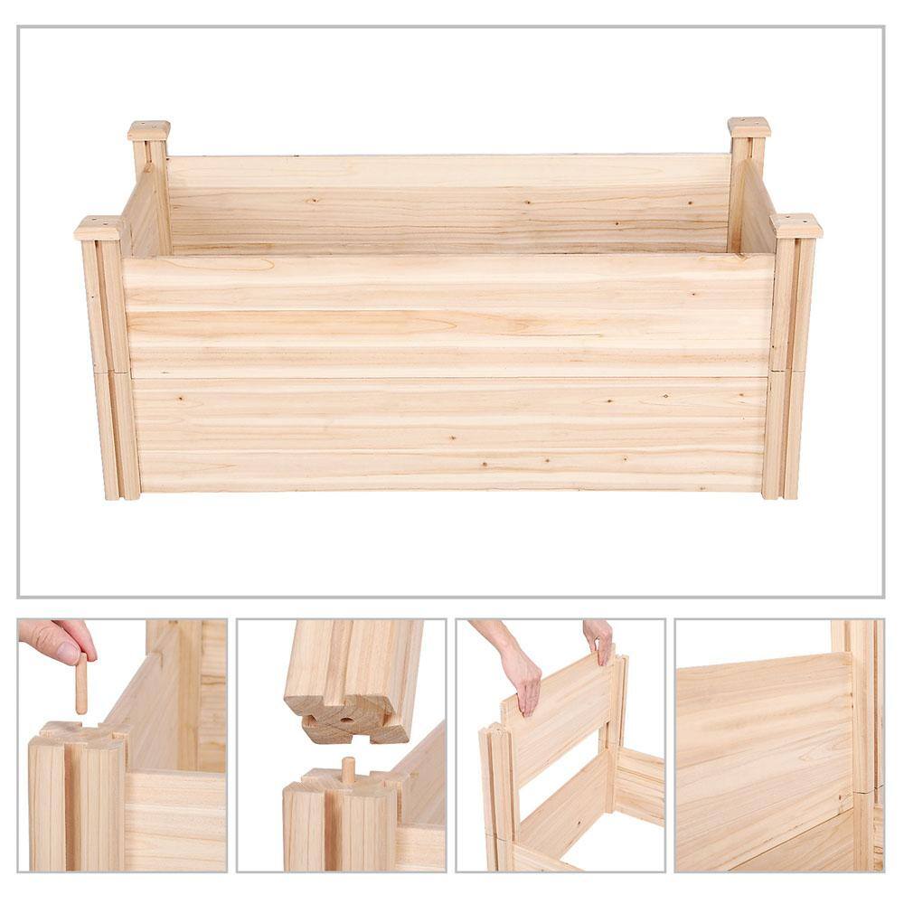 Yaheetech 8 ft. x 2 ft. Wooden Raised Garden Bed Divisible Planter Box for Vegetable Flower Greens  Planting DYkdtk0001