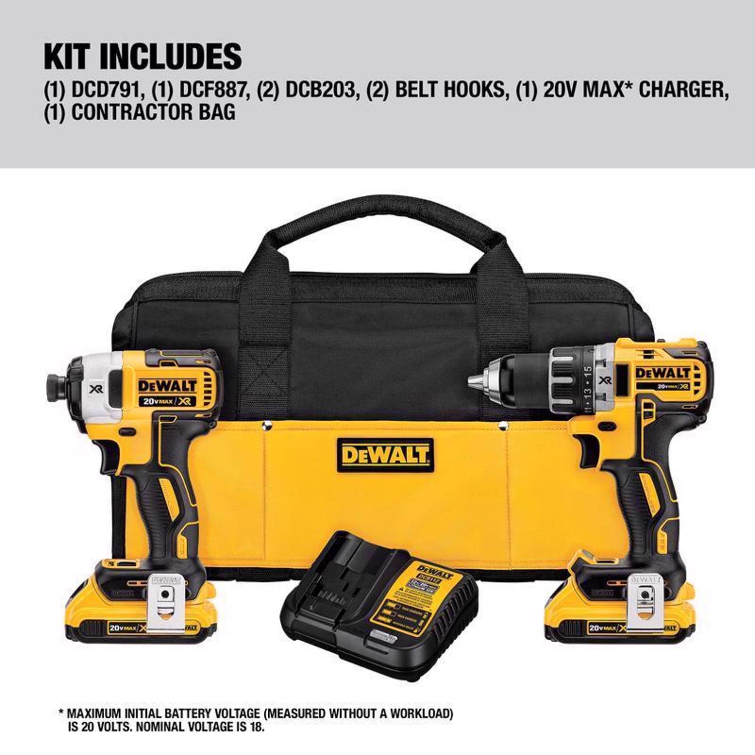 DW 20V MAX Cordless Brushless 2 Tool Compact Drill and Impact Driver Kit