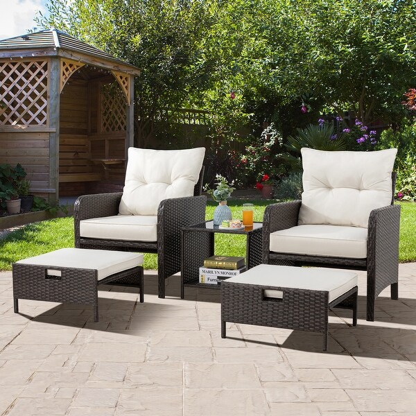 Futzca 5pc. Brown Wicker Small Patio Furniture Set