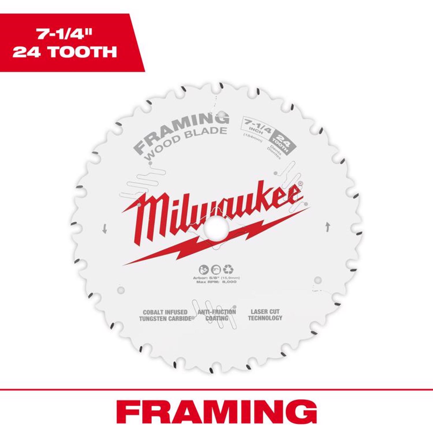 MW 7-1/4 in. D X 5/8 in. Framing Tungsten Carbide Circular Saw Blade 24 teeth 1 pc