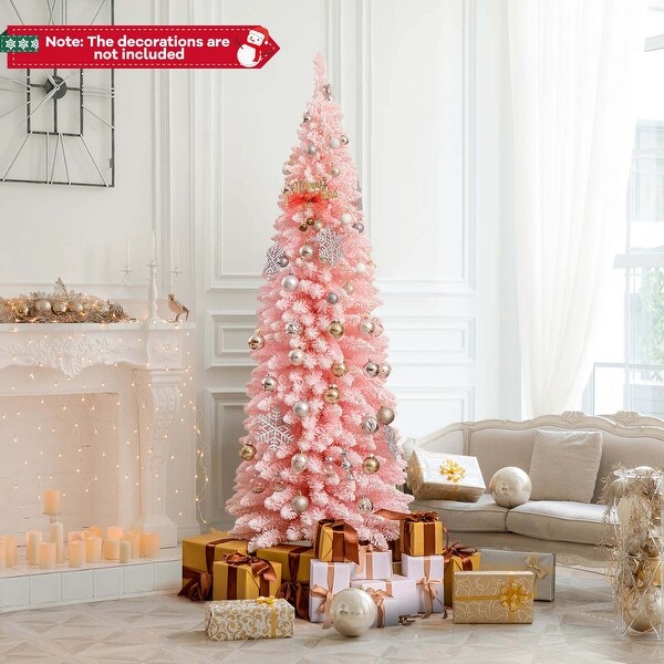 Costway 5/6/7/8 FT Artificial Pink Christmas Tree with