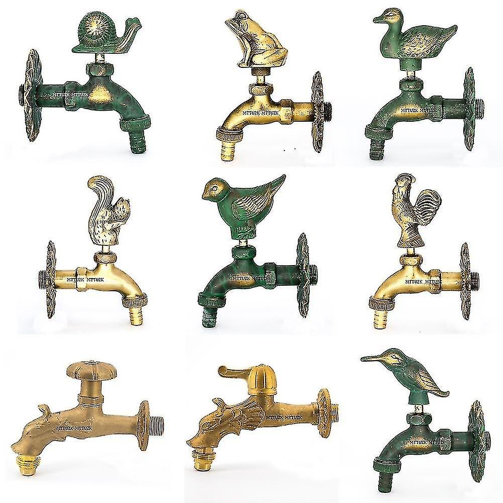 Outdoor Decorative Garden Faucet Animal Shape Bibcock Antique Brass Tap