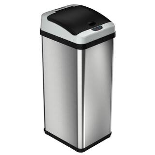 HALO 13 Gal. Platinum Rectangular Extra-Wide Stainless Steel Automatic Sensor Trash Can SC13RX