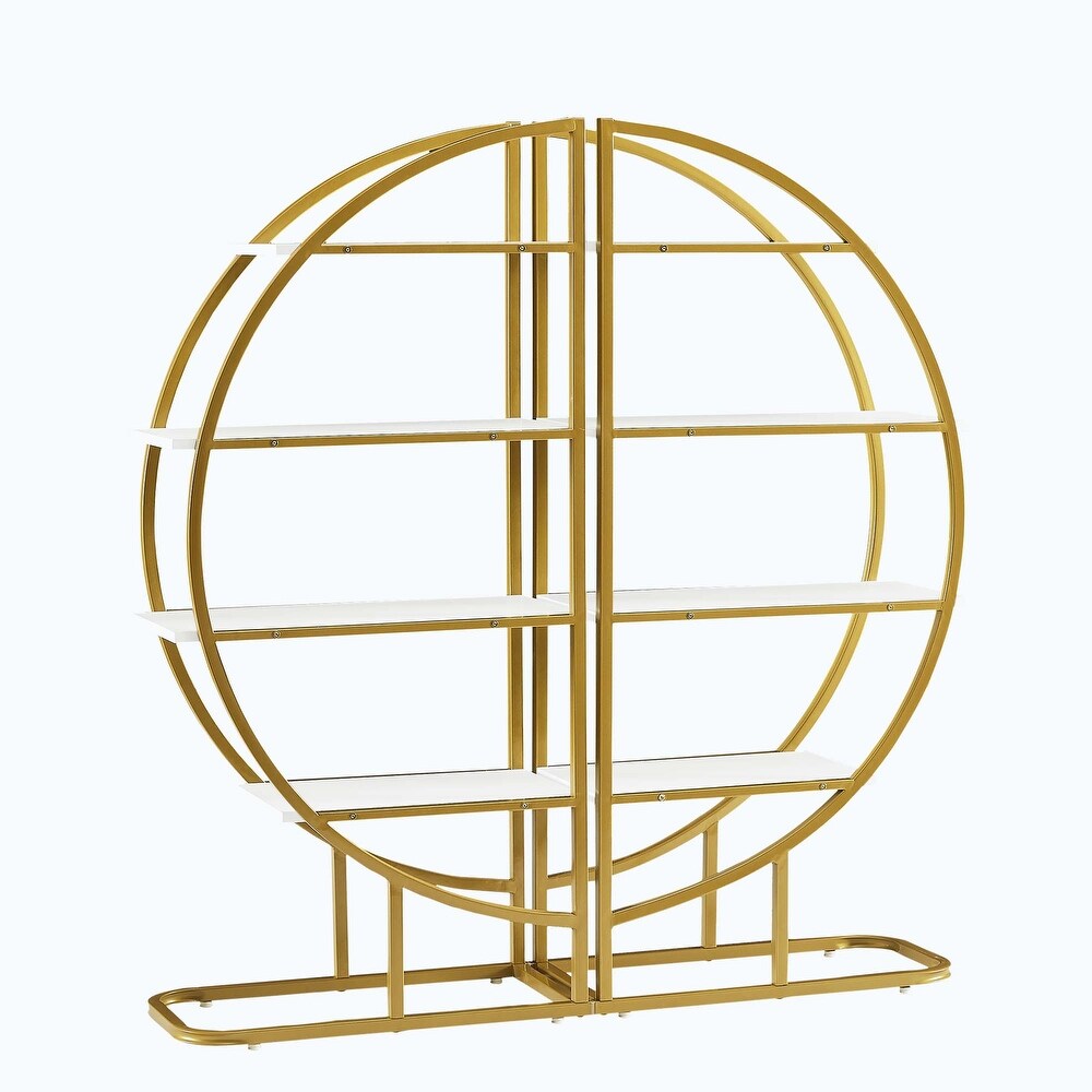4 Tiers Home Office Open Bookshelf Round Shape