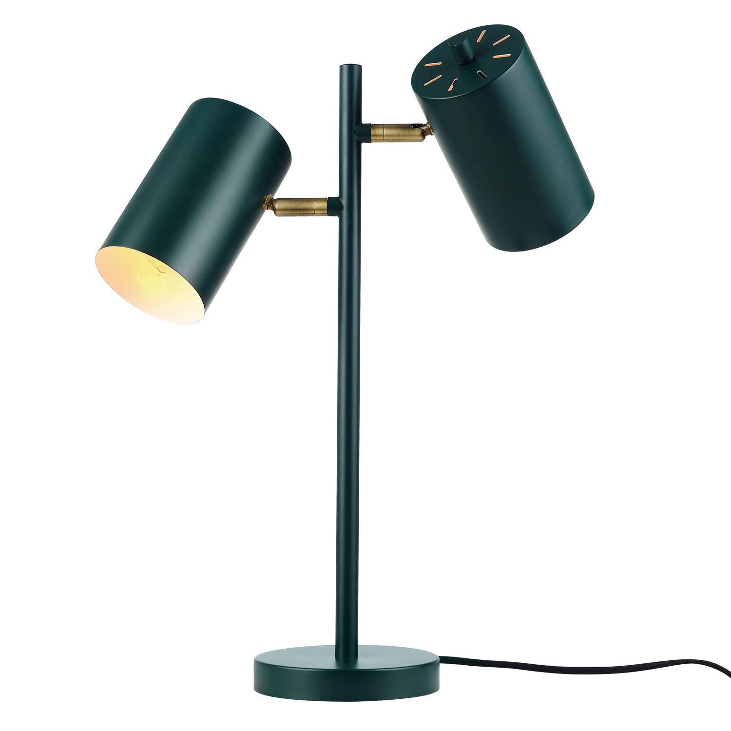 Globe Electric Pratt 20 2-Light Matte Forest Green Desk Lamp with Rotary Switch on Shades， 91000128