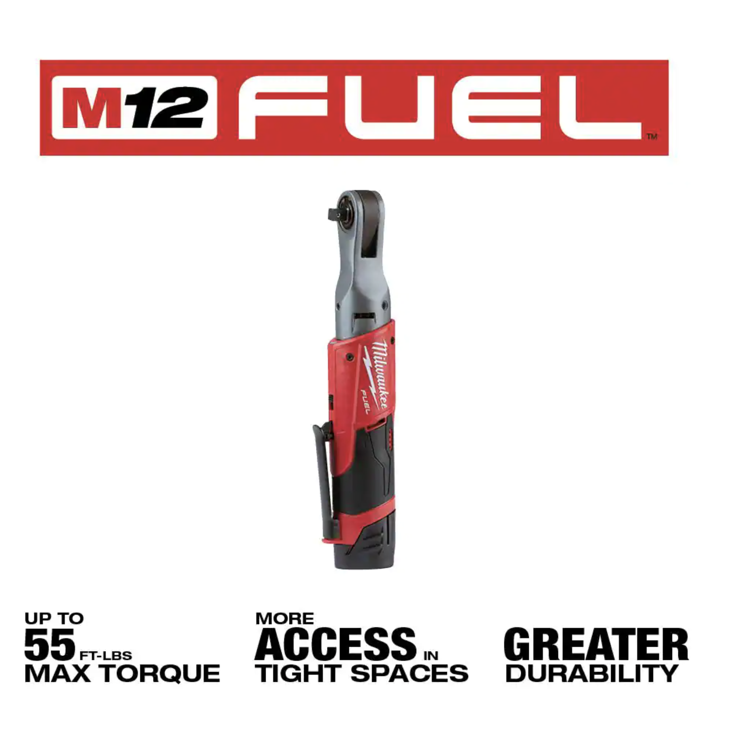 Milwaukee M12 FUEL 12-Volt Lithium-Ion Brushless Cordless 3/8 in. Ratchet with M12 2.0Ah Battery (2557-20-48-11-2420)