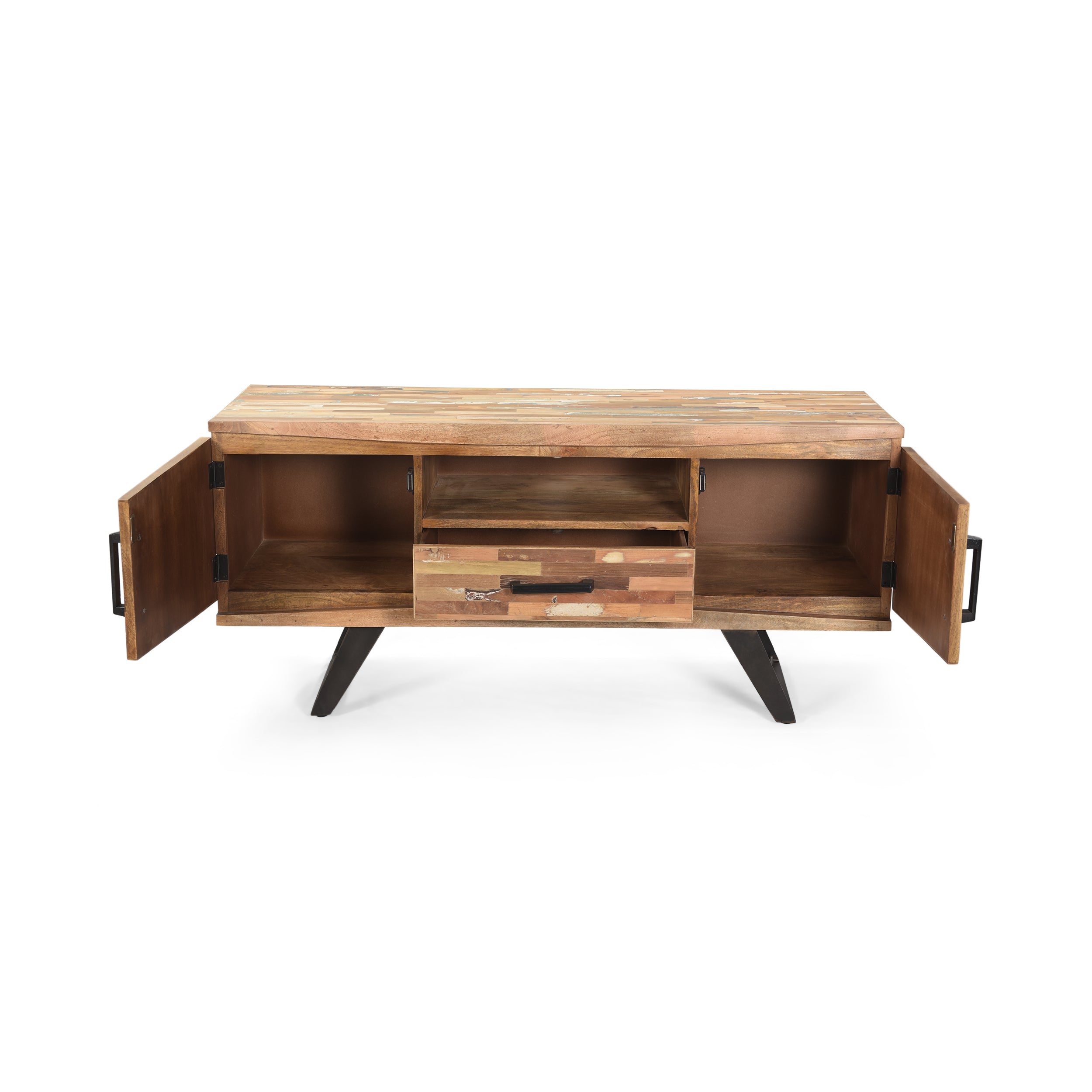 Alithea Handcrafted Boho Reclaimed Wood TV Stand