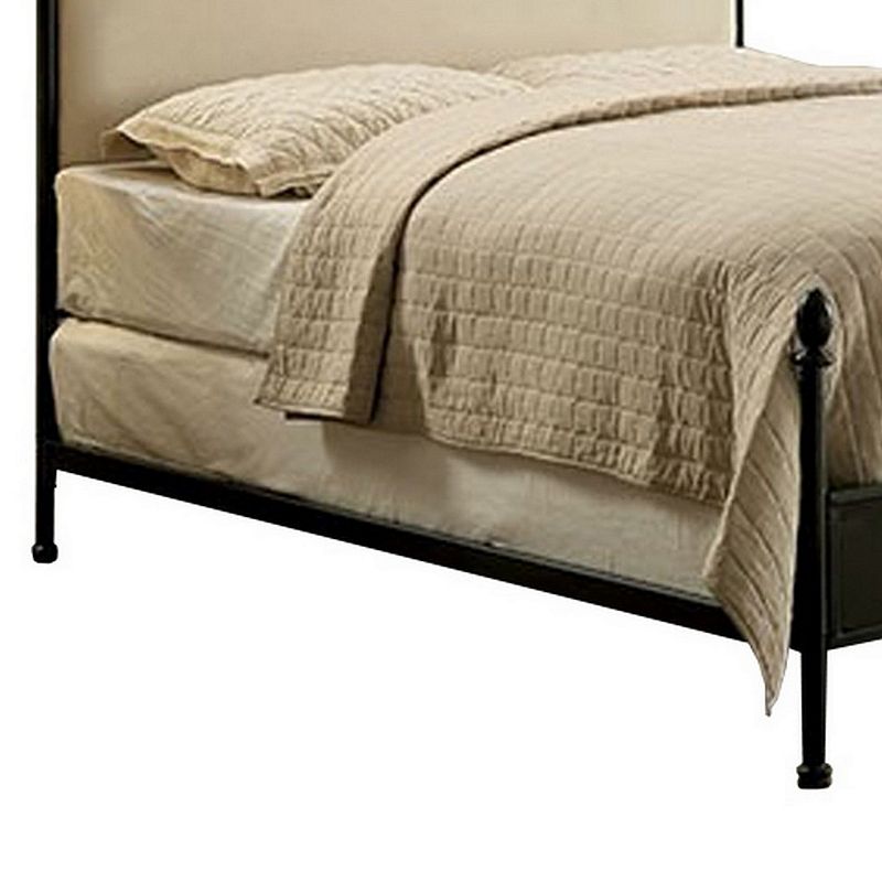 Transitional Full Size Bed with Ball Finials， Black