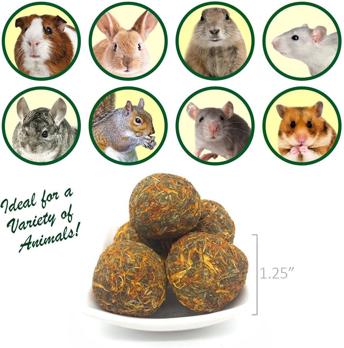 Exotic Nutrition Munchers Marigold and Timothy Chew Balls Small Animal Treats， 6 count