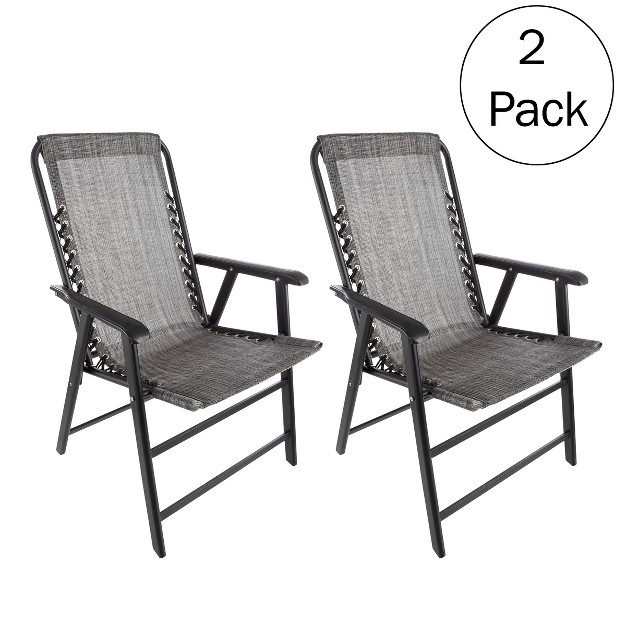 Pure Garden Folding Lounge Chairs Portable Camping Or Lawn Chairs Gray Set Of 2