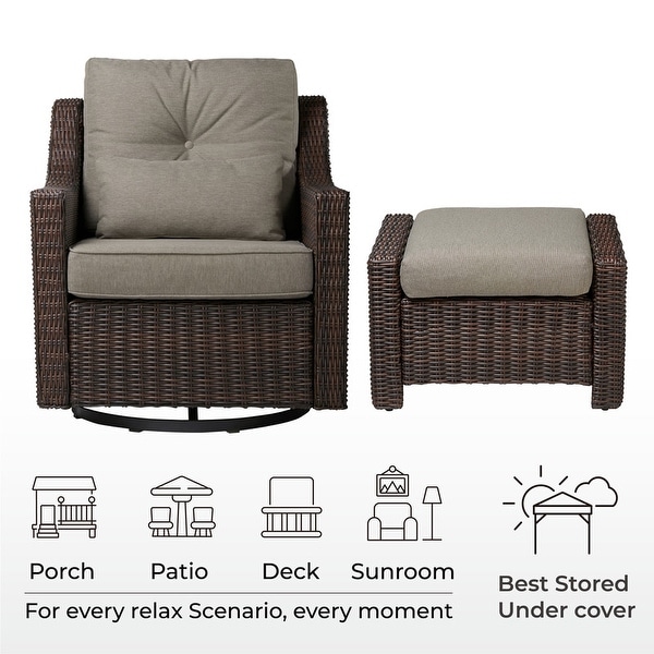 Murphy Outdoor Wicker Patio Furniture Swivel Glider Chair