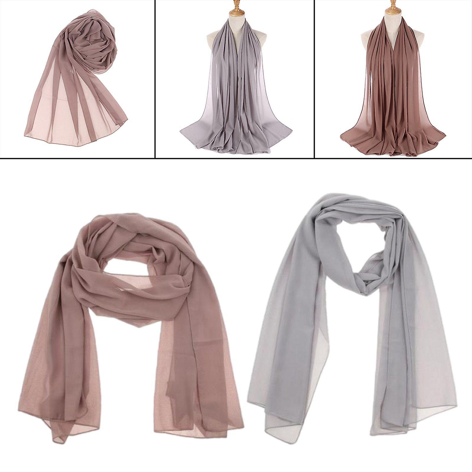 2pcs Solid Scarf Muslim Hijabs For Lady Autumn Spring Winter Outdoor Sports