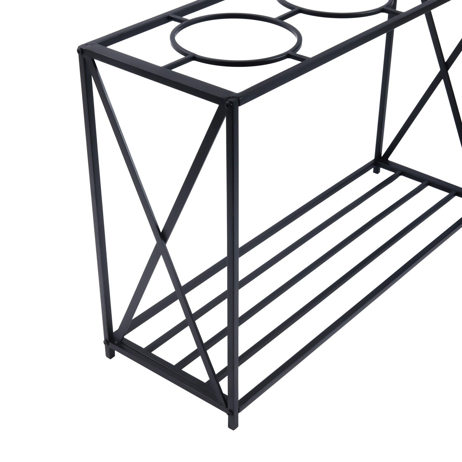 2 Tier Metal Flower Pot Stand Indoor Outdoor Plant Display Storage Rack Black