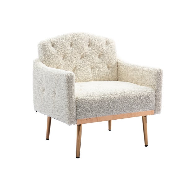 Teddy Fabric Accent Chair Leisure Single Sofa with Rose Golden Legs for Modern Living Room