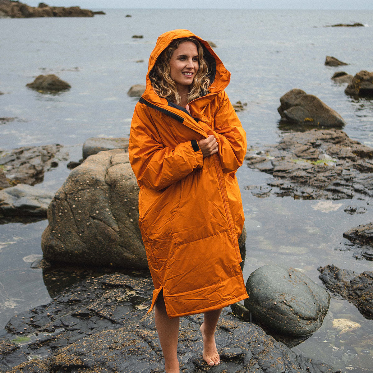 Escapism Recycled Towel Lined Changing Robe - Sunrise Orange