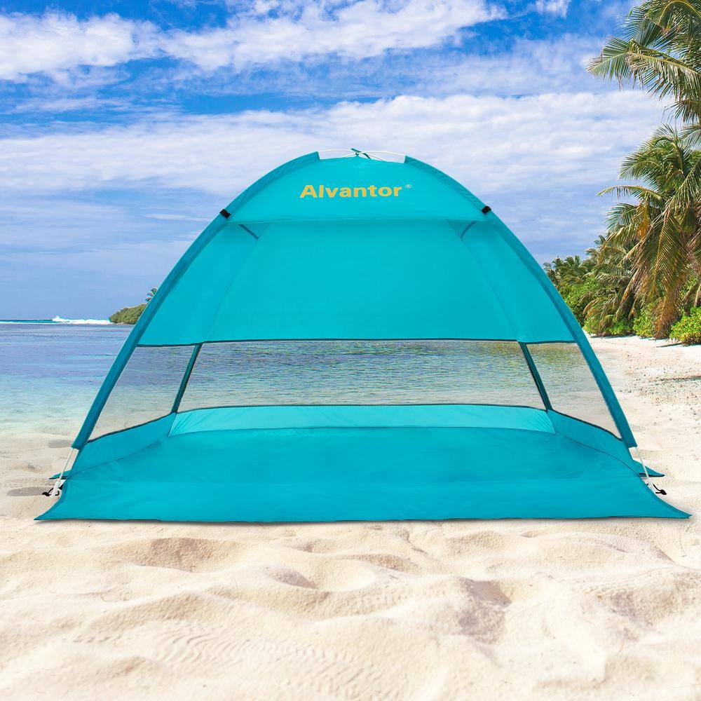 Alvantor TEAL POP UP 70 in. x 53 in. x 48 in. Instant Pop Up Portable Beach Tent Outdoor Sun Shelter Cabana UPF 50+ Carry Bag 7014