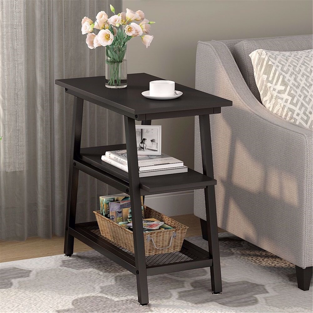 Industrial End Table Bed Side Table Storage Shelf