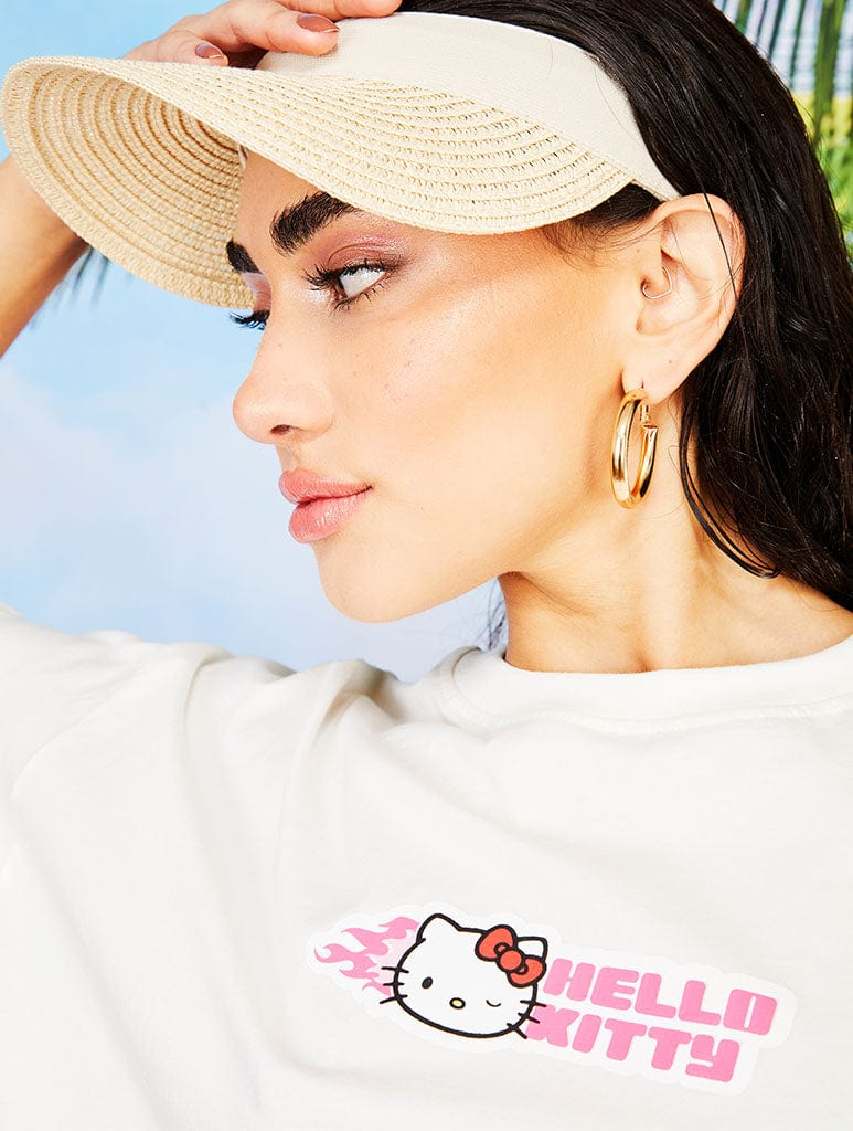 Hello Kitty x Skinnydip White Retro Sticker Oversized T-Shirt