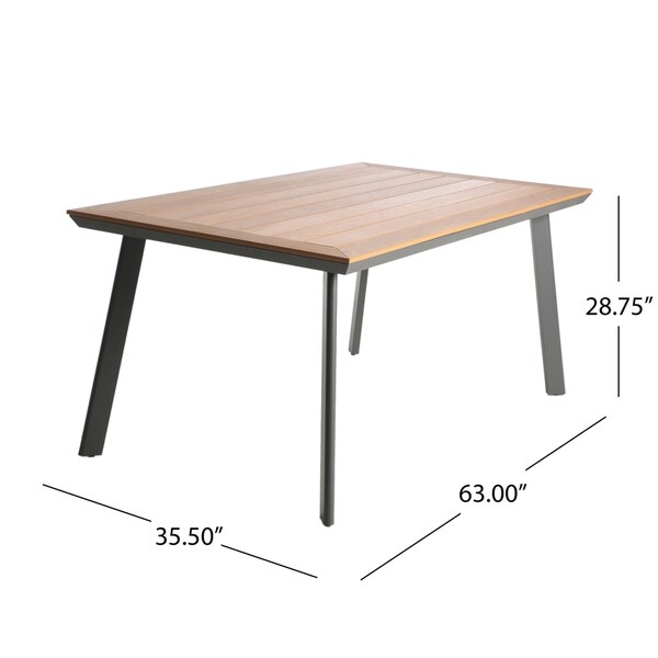 Leeds Outdoor Aluminum and Wood Dining Table by Christopher Knight Home