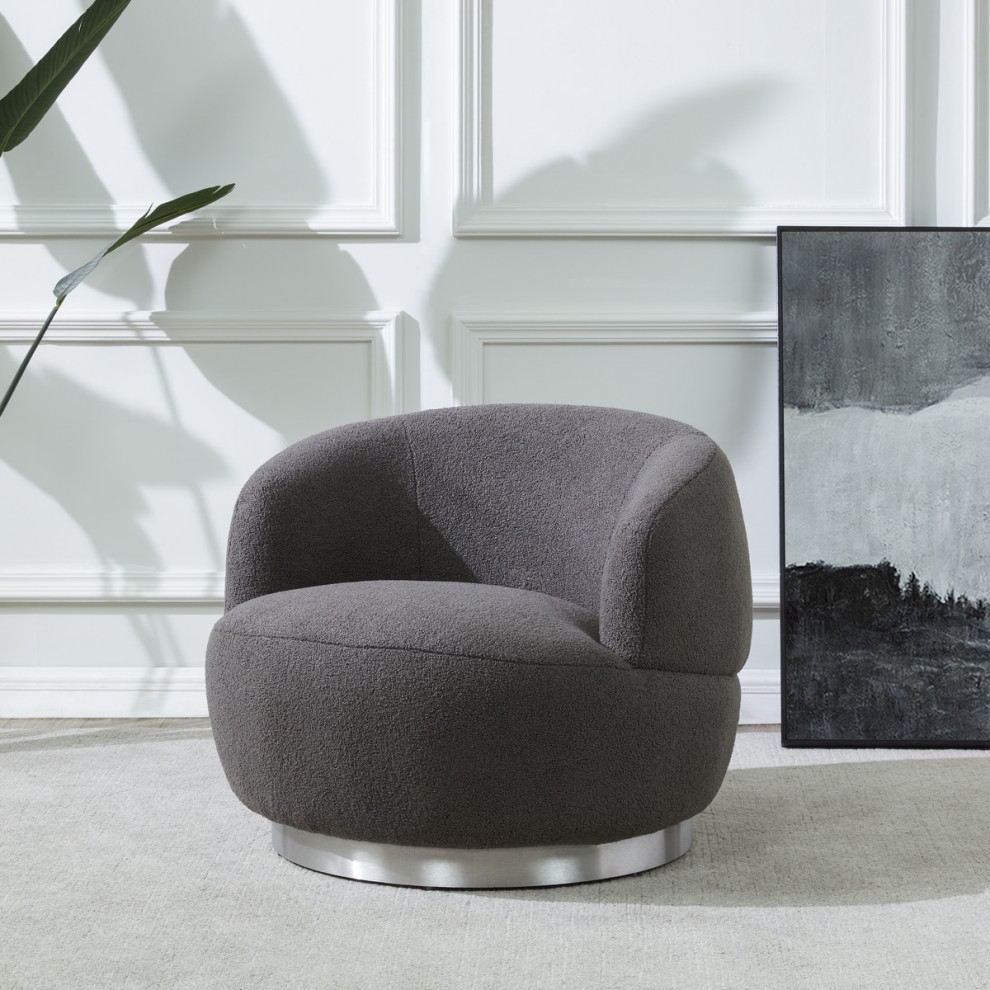 Safavieh Couture Flynn Faux Lamb Wool Swivel Chair   Contemporary   Armchairs And Accent Chairs   by Safavieh  Houzz