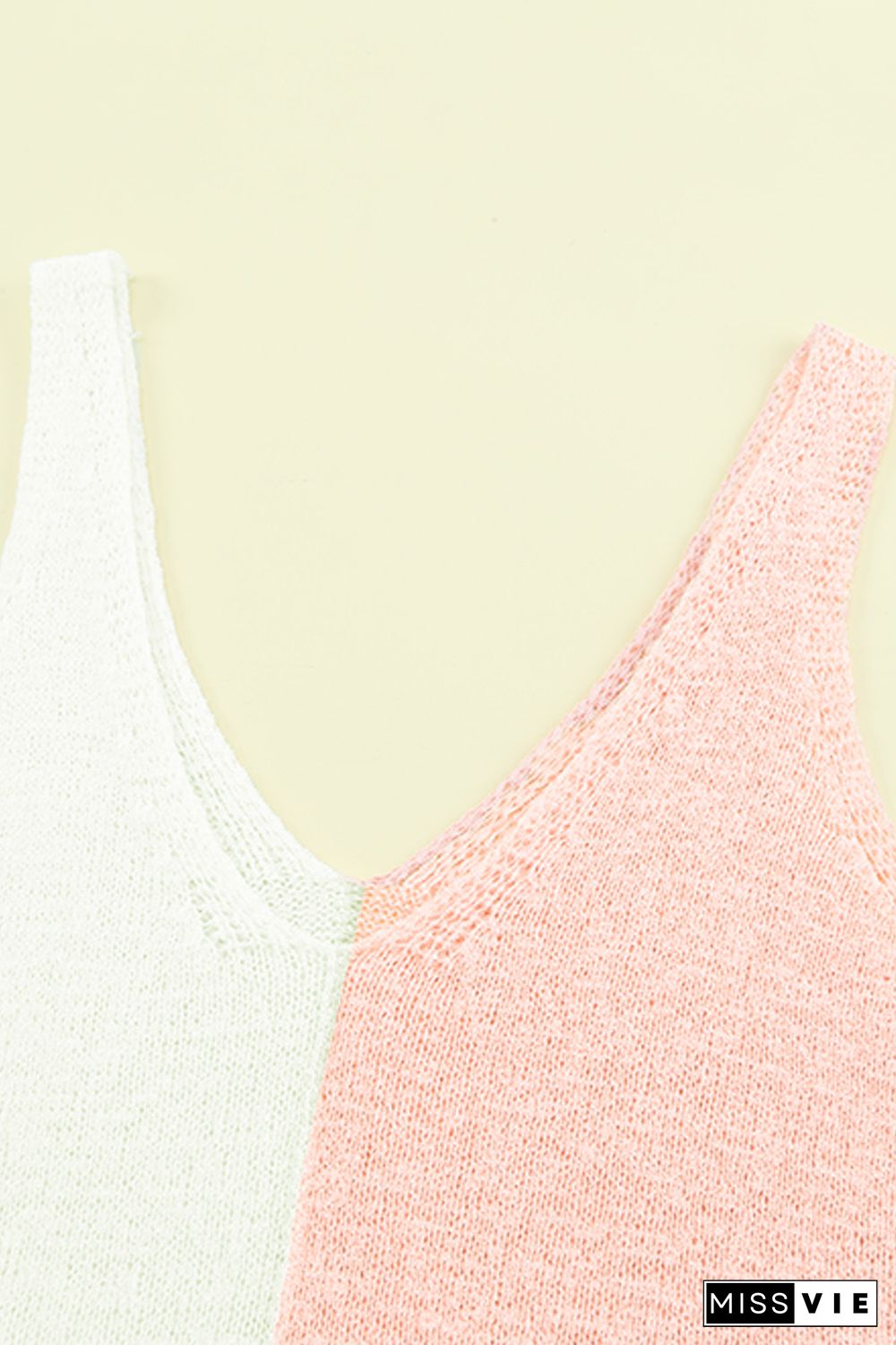 Pink Color Block Knitted Tank Top