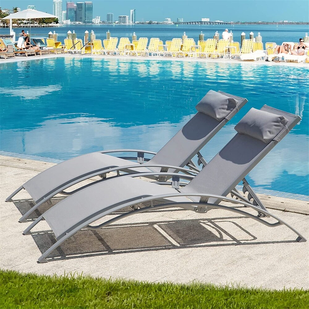 Outdoor Chaise Lounge Set of 2 with Removable Pillow