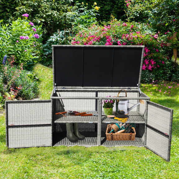 Costway 98513426 88 Gallon Garden Patio Rattan Sto...