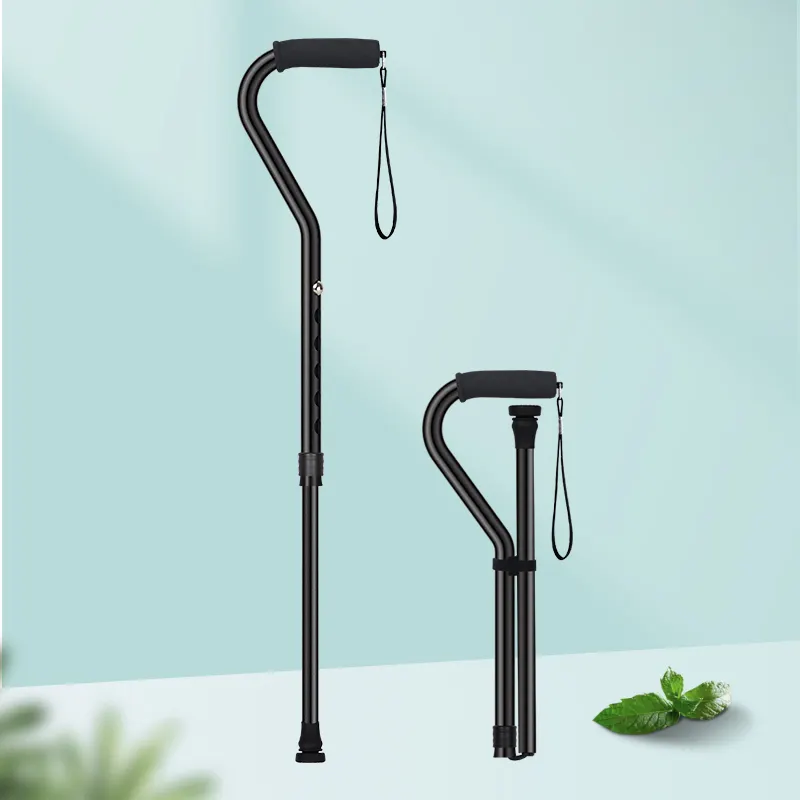 Real Life Aluminum alloy folding walking stick M06 telescopic folding hiking stick for the elderly adjustable walkin