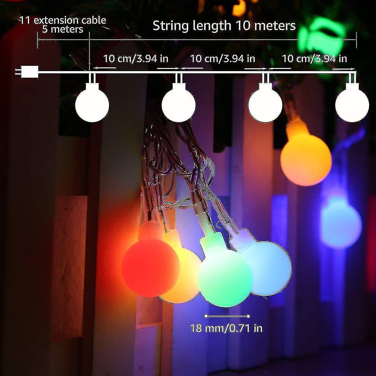 100 Leds Balls 8 Lighting Modes Ip44 Waterproof Fairy Lights Outdoor Indoor Decoration Ideal For Par