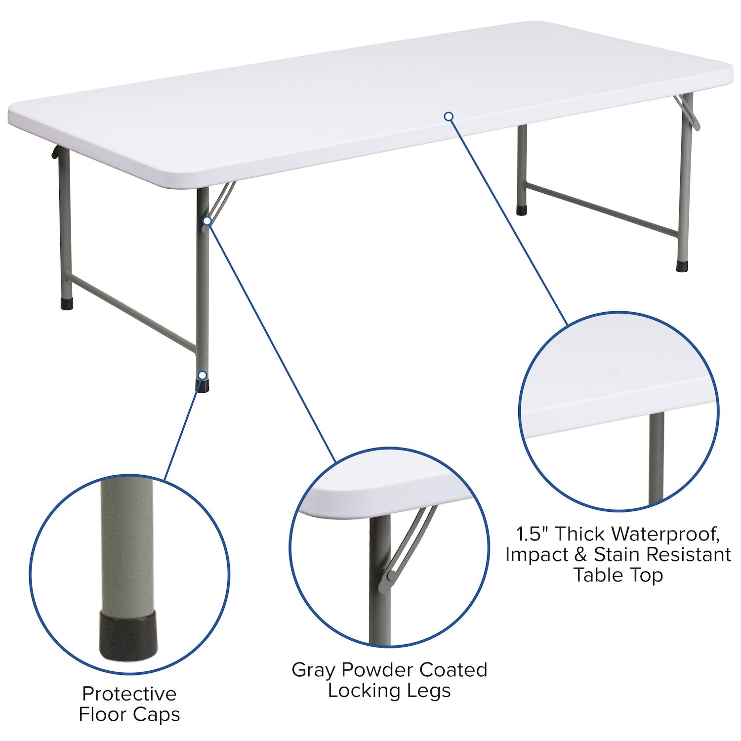 Foot Kid's Granite White Plastic Folding Activity Table - Play Table