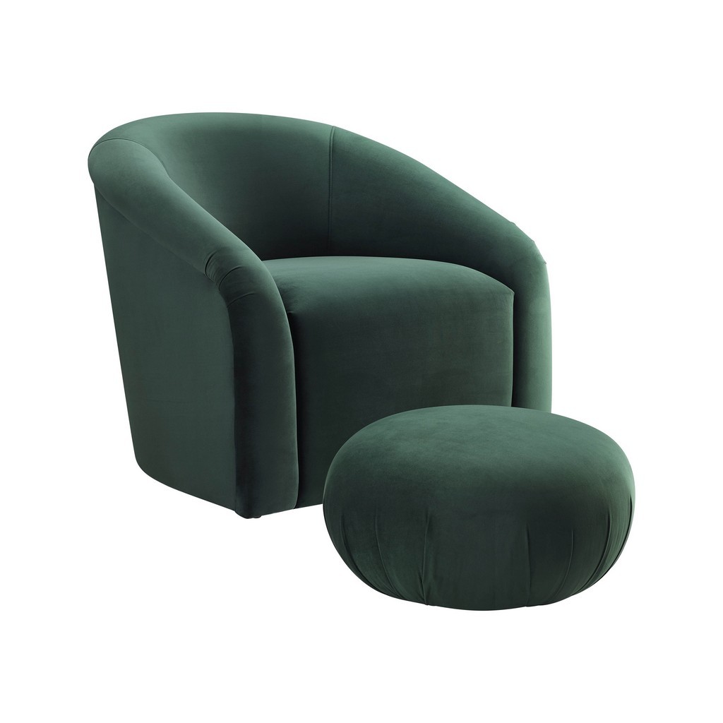 TOV Furniture Boboli Forest Green Velvet Chair + Ottoman Set - TOV Furniture TOV-S6384