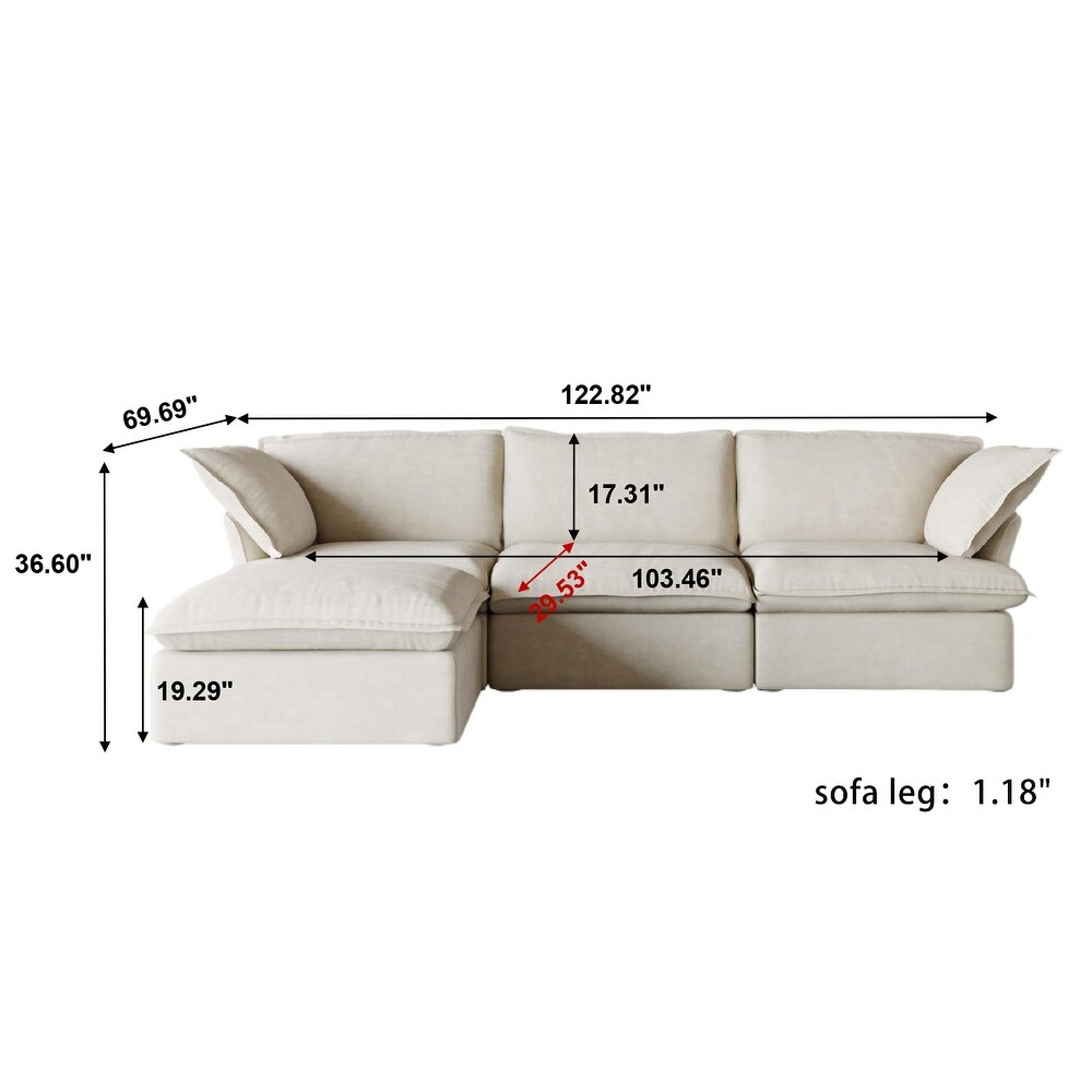 L Shaped Linen Sectional Sofa Modern Comfortable Sofa