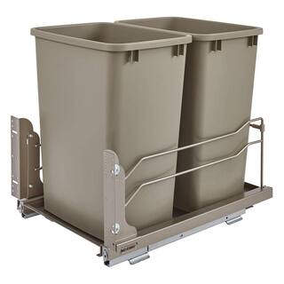 Rev-A-Shelf 18.9375 in. H x 14.375 in. W x 22.25 in. D Double 35 Qt. Pull-Out Champagne Waste Container with Soft-Close Slides 53WC-1835SCDM-212