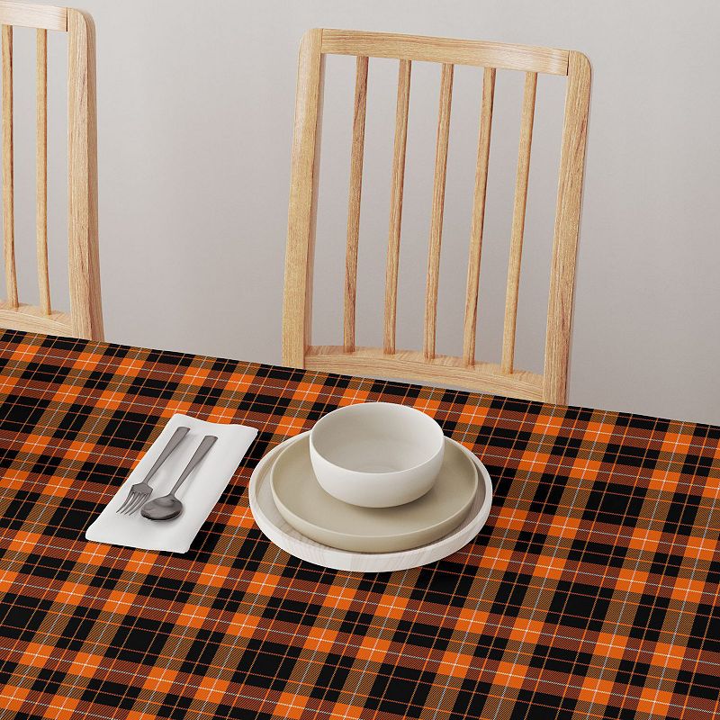 Square Tablecloth， 100% Polyester， 70x70， Halloween Plaid