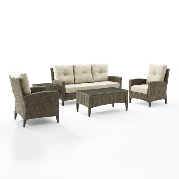 Rockport 5Pc Outdoor Wicker High Back Sofa Set