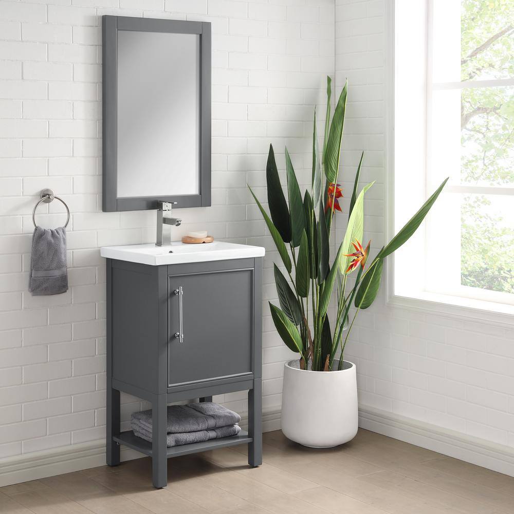 SUDIO Taylor 20 in. W x 15 in. D x 34 in. H Bath Vanity in Dark Gray with Ceramic Vanity Top in White with White Basin Taylor-20DG