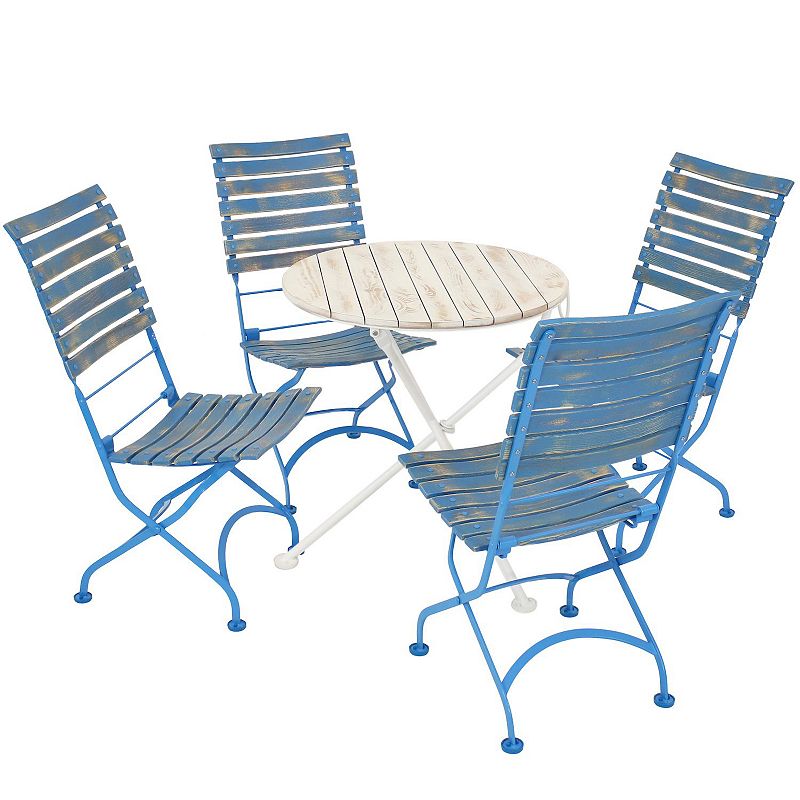 Sunnydaze 5-piece Cafe Couleur Folding Table And Chair Set