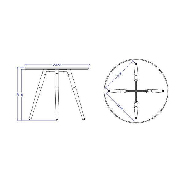 Athena 35.43 Round Dining Table in Maple Cream