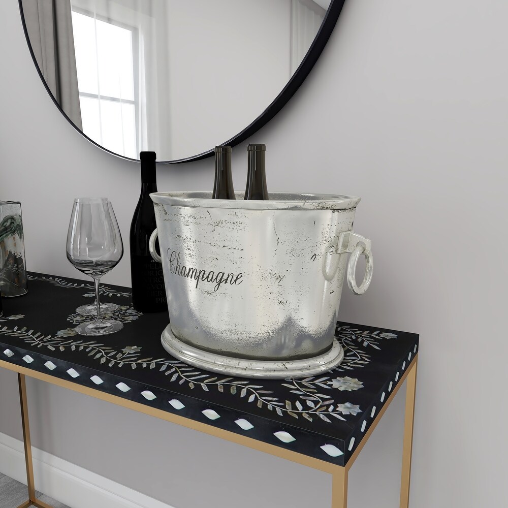 Silver Aluminum Champagne Text Ice Bucket