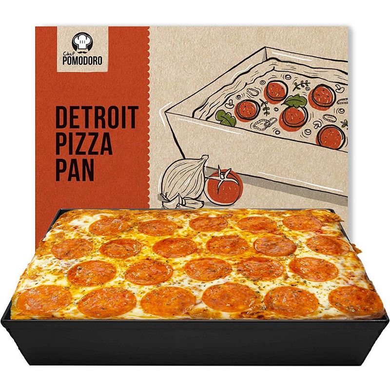 Chef Pomodoro Detroit Style Pizza Pan， 14 X 10-inch， Hard Anodized Aluminum， Pre-seasoned Bakeware