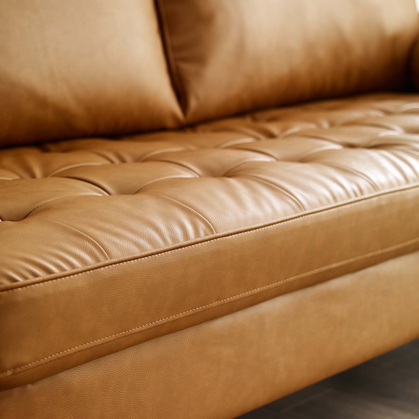 Modway Valour Faux Leather Sofa - Tan