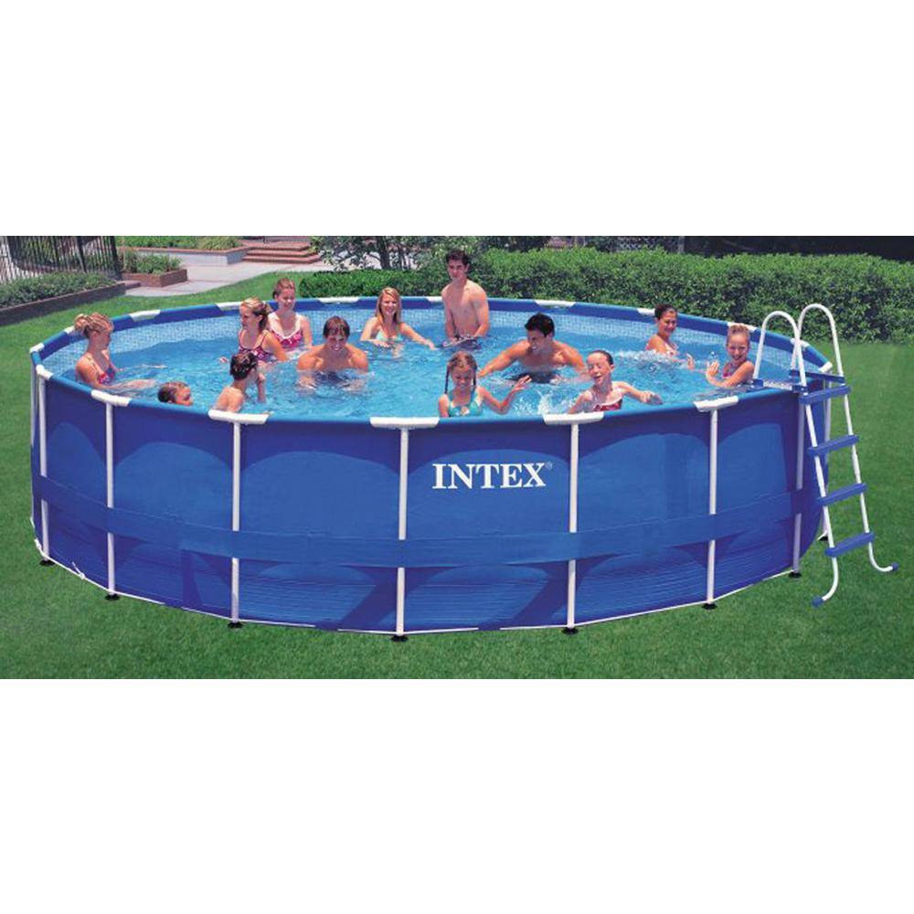 Intex 18 ft. x 48 in. Round Metal Frame Swimming Pool Set with 1500 GFCI Pump 28251EH 28253EH + 29000E-6pk