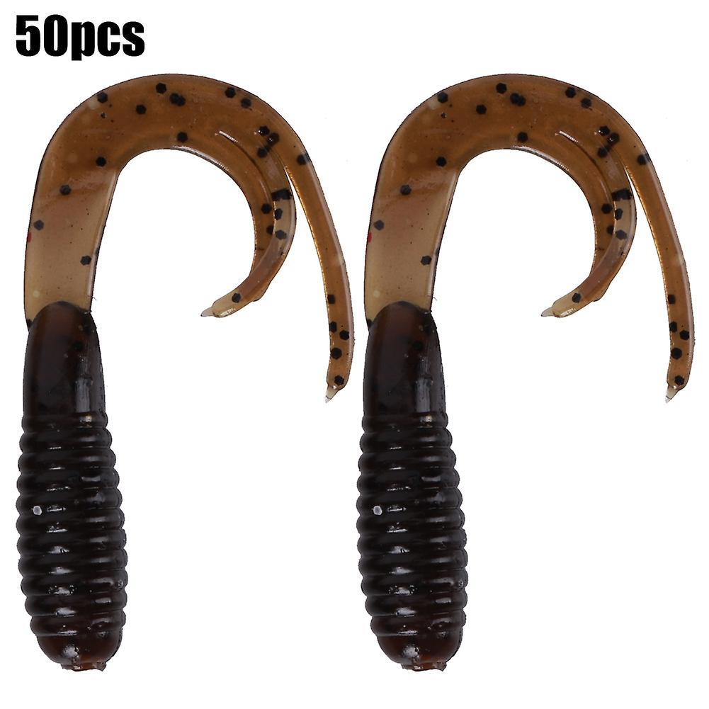 50pcs Fishing Jigging Baits Artificial Fishing Lures Lifelike Soft Tail Bait 38mm 0.7gchocolate