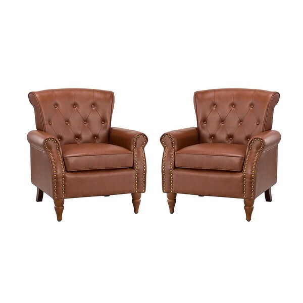 Indiges Upholstered Accent Armchair with Nailhead Trim Set of 2 by HULALA HOME