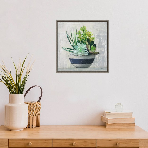 X 16 quot Succulent Still Life Ii Navy By Julia Purinton Botanical Lithograph Gray Float Frame Amanti Art