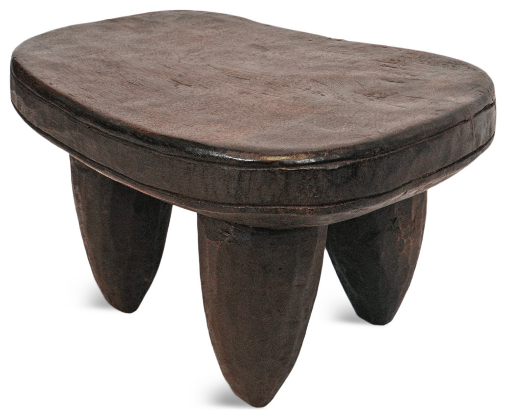 Consigned Vintage Oval Guinea Wood Stool 1   Rustic   Accent And Garden Stools   by Design Mix Furniture  Houzz