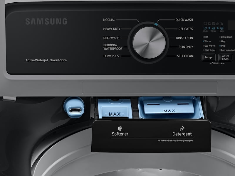 Samsung WA45T3400AV 4.5 Cu. Ft. Capacity Top Load Washer With Active Waterjet In Black Stainless Steel