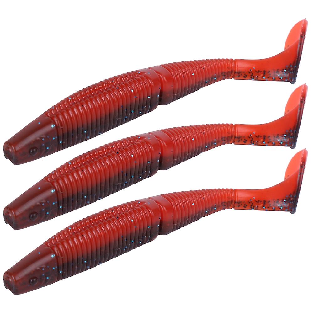 Ar36 3pcs T Tail Soft Worm Artificial Bait 140mm 17g Lures Fishing Tackle Accessoriesdark Red